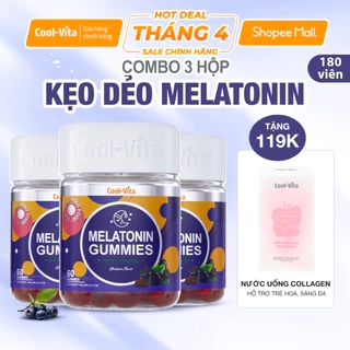 Combo 3 Hộp Kẹo Dẻo Melatonin Hỗ Trợ Giấc Ngủ Ngon Coolvita - (Tặng 1 Hộp Nước uống Bổ Sung Collagen)