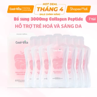 Nước Uống Collagen Peptide Coolvita Hỗ Trợ Trẻ Hóa Sáng Da, Cải Thiện Sức Khỏe Tóc Móng (45ml× 7 túi)/hộp