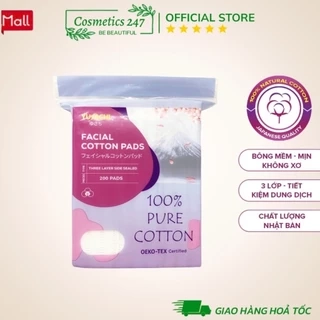 Bông tẩy trang Yusachi Suzuran Cao Cấp Nhật Bản 100% Cotton - 200 miếng