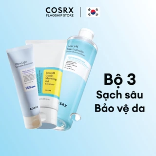 Bộ 3 Làm sạch-Bảo vệ da: SRM Low pH 150ml - Tẩy trang Niacinamide 400ml - Kem chống nắng Ultra-light