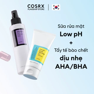 Combo Gel Rửa Mặt Low pH Tràm Trà + Nước Hoa Hồng Tẩy Tế Bào Chết Hoá Học COSRX AHA/BHA Toner 150ml