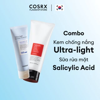 Combo Kem chống nắng COSRX Ultra-Light Invisible 50ml + Gel Rửa Mặt Low pH Good Morning Gel 150ml