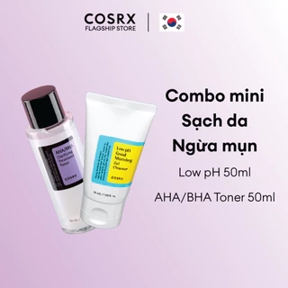 Combo Mini Gel Rửa Mặt Low pH Tràm Trà 50ml + Toner Tẩy Tế Bào Chết Hoá Học COSRX AHA/BHA Toner 50ml