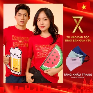 Áo Thun Tết 2025 Couple TX Tết 2025 In Kim Tuyến Chữ Health And Peace Vải Cotton Form Regular TS 439