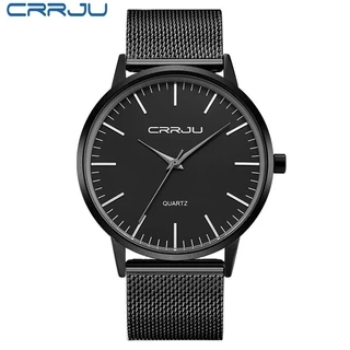 Crrju Đồng hồ nam nguyên bản Thép không gỉ Mặt số siêu mỏng Thiết kế sáng tạo Thời trang Công sở Thể thao Thạch anh Analog 2117 X