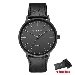 Đồng hồ nam CRRJU 2117L dây đeo da siêu mỏng chống thấm nước đơn giản