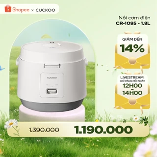 Nồi cơm điện Cuckoo 1.8L CR-1095 màu trắng- Công nghệ nhiệt 3D - bản quốc tế tiếng Anh - Hàng chính hãng Cuckoo Việt Nam