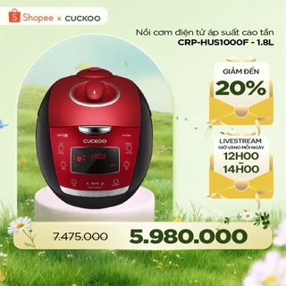 Nồi cơm điện tử áp suất cao tần Cuckoo 1.8 lít CRP-HUS1000F màu đỏ- lòng nồi chống dính cao cấp phủ Xwall Black shine