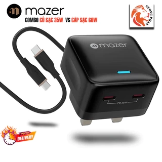 MAZER Bộ Củ Sạc 35W USB-C US Wall Charger và Cáp Sạc 60W USB-C to USB-C 2M
