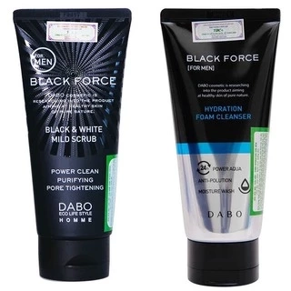 Combo 2 tuýp sữa rửa mặt dành cho nam Dabo BLACK FORCE- For Men Hàn Quốc (120ml/ Tuýp) giúp sạch da, loại bỏ bã nhờn