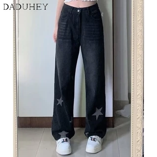 DaDuHey New American INS High Street Retro Jeans Niche High Waist Loose Wide Leg Pants Large Size Trousers