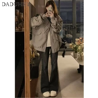 Quần jeans DADUHEY ống loe lưng cao phong cách đường phố Mỹ cổ điển cao cấp cỡ lớn
