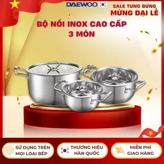 Nồi inox bếp từ 5 đáy, inox 304 cao cấp siêu bền Daelux (18cm,20cm,22cm,24cm)