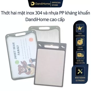 Thớt inox 304 và nhựa kháng khuẩn DandiHome cao cấp hai mặt - Hàng chính hãng