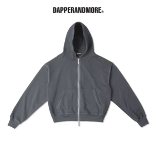 Áo Khoác Hoodie DAPPERANDMORE Form Boxy Uniform Zipped Vải Nỉ Chân Cua 100% Cotton 450GSM - Black