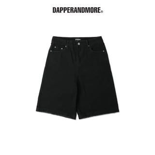 Quần Short Jeans DAPPERANDMORE Washed Denim Form Lửng - Solid Black