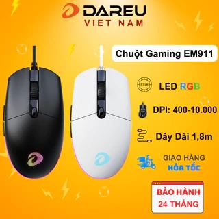 Chuột Gaming DAREU EM911 RGB ( DareU BRAVO sensor: 10.000 DPI, Lightweight: 72g)
