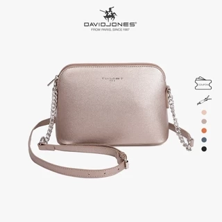 Túi đeo chéo DAVID JONES từ da pu phối dây xích thời trang mùa xuân dành cho nữ
