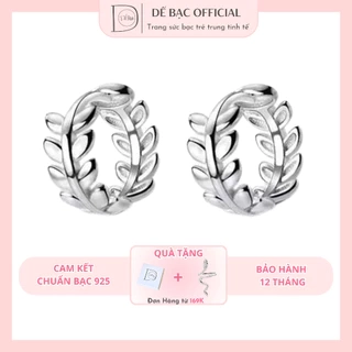 Khuyên tai bạc 925 lá oliu trơn xinh xắn trẻ trung Dế Bạc – K5587-3