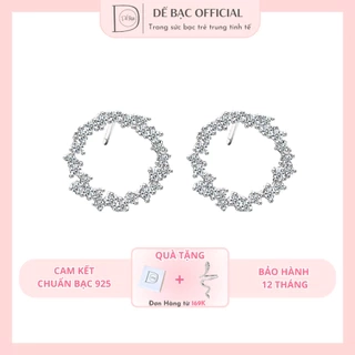Khuyên tai bạc 925 nụ tròn đính pha lê nhẹ nhàng nữ tính xinh xắn dễ thương Dế Bạc - K4503