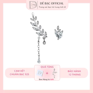 Khuyên tai bạc lá oliu cọc cạnh điệu đà cá tính Dế Bạc - K5216