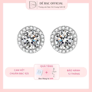 Khuyên Tai Bạc Tròn Nữ DẾ BẠC 925 Kiểu Dáng Cupcake Đính Đá Lấp Lánh Tiểu Thư Sang Trọng K2122