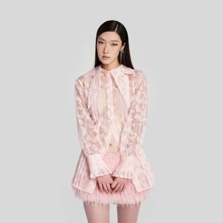 DEAR JOSÉ - Áo sơ mi cổ cánh hồ điệp vải organza hồng - Mothra