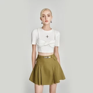 DEAR JOSÉ - Chân váy ngắn xếp ly vải chino xanh olive - Jupiter