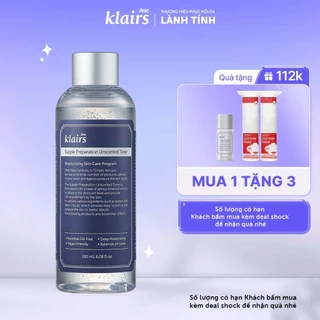 Nước hoa hồng Dear, Klairs Supple Preparation Unscented Toner 180ml