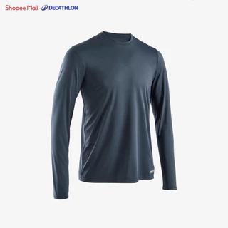 Áo thun chạy bộ nam dài tay chống tia UV Kiprun Dry 500 UV xanh xám DECATHLON Kiprun 8817441