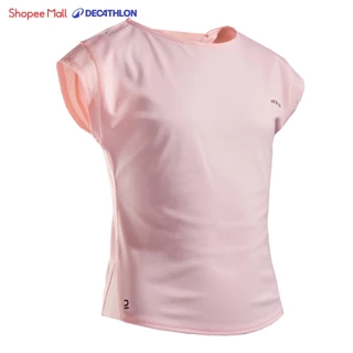 Áo thun tennis pickleball 500 cho bé gái hồng san hô DECATHLON artengo mã 8582861