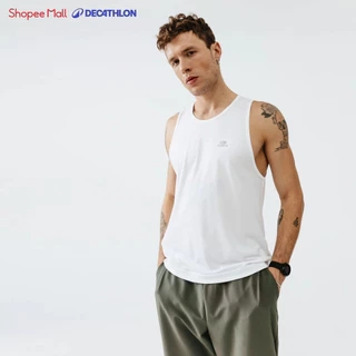 Áo thun thể thao tank top nam run dry DECATHLON chuyên chạy bộ, nhanh khô đen