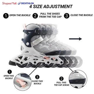 Giày patin 1 hàng fit3 cho trẻ em xám DECATHLON oxelo mã 8580560