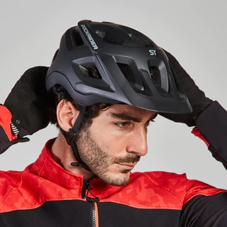 Mũ bảo hiểm xe đạp địa hình nam nữ DECATHLON rockrider rockrider st 500 màu đen 8529388