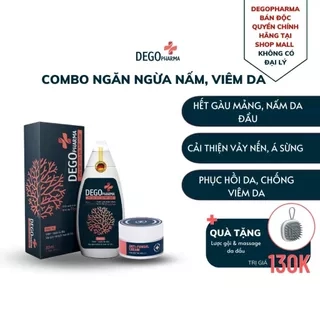 Combo dầu gội & kem bôi da dứt điểm nấm da đầu, viêm da, vảy nến Dego Pharma