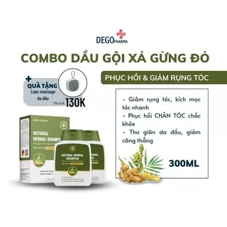 Combo Dầu Gội Xả Gừng Đỏ DEGO PHARMA 250ml Giảm Rụng Tóc & Giúp Tóc Suôn Mượt