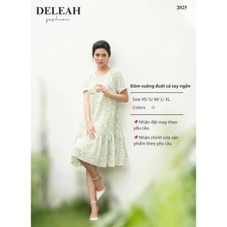 De Leah - Đầm Suông Đuôi Cá Ngắn Tay - Thời Trang Thiết Kế