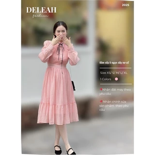 De Leah - Đầm Xếp Li Ngực Dây Nơ Cổ - Thời Trang Thiết Kế