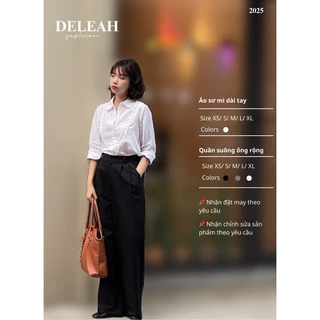 De Leah - Áo Sơ Mi Dài Tay + Quần Suông Ống Rộng - Thời Trang Thiết Kế