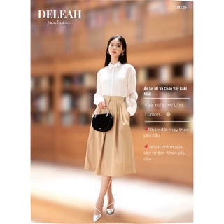De Leah - Áo Sơ Mi Và Chân Váy Kaki Midi - Thời Trang Thiết Kế