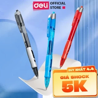 Bút Gel Bấm Deli Bi Nước Mực Xanh/Đen/Đỏ Cho Văn Phòng Học Sinh Ngòi 0.5mm - Mực Đều Chữ Đẹp - Có Ngòi Thay Thế