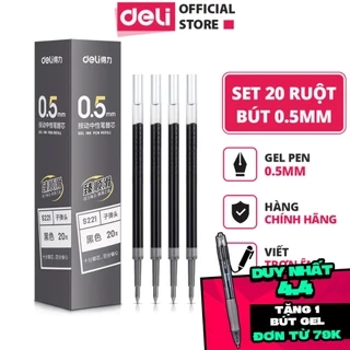 Combo 20 ruột bút gel S221 Deli 0.5mm dùng cho bút bi nước A575 không gai viết trơn tru phù hợp học sinh văn phòng