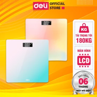 Cân Điện Tử Sức Khỏe DELI Chịu Tải 180KG Màn Hình Số LCD Cân Chính Xác Thiết Kế Nhỏ Gọn Cho Gia Đình
