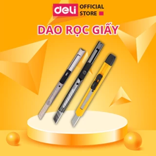 Dao Rọc Giấy Kim Loại Deli An Toàn, Tiện Dụng - Lưỡi Thép SK5 Sắc Bén, Siêu Bền, Dễ Dàng Thay Lưỡi
