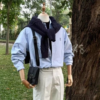 Áo Sơ Mi Nam Kẻ Kính Râu DNST 2433, Form Regular