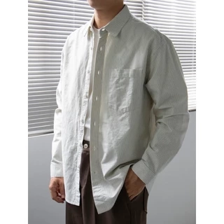 Áo Sơ Mi Nam Kẻ Sọc DNST 2445, Chất Kaki Cotton, Form Regular