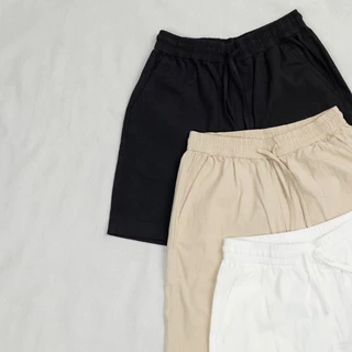 Quần short đũi trơn ngắn DNST 325, form suông, chất linen