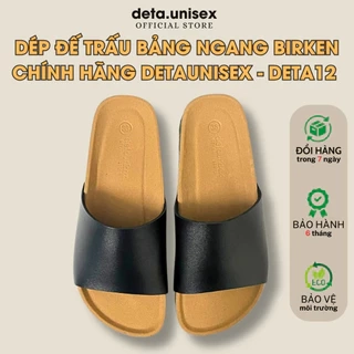 Dép Birken đế trấu nam nữ quai bảng ngang Detaunisex thấm hút mồ hôi chân - DETA12