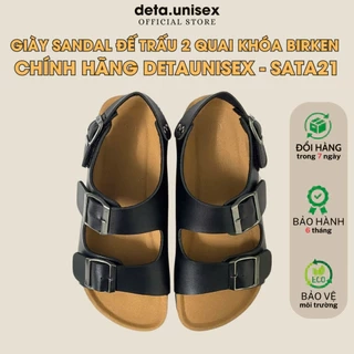 Dép Birken đế trấu sandal quai ngang 2 khoá Detaunisex phong cách văn phòng - SATA21