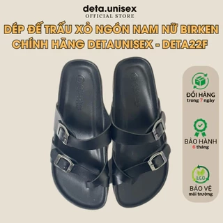 Dép Birken đế trấu xỏ ngón nam nữ đi mưa lót đen Detaunisex - DETA22